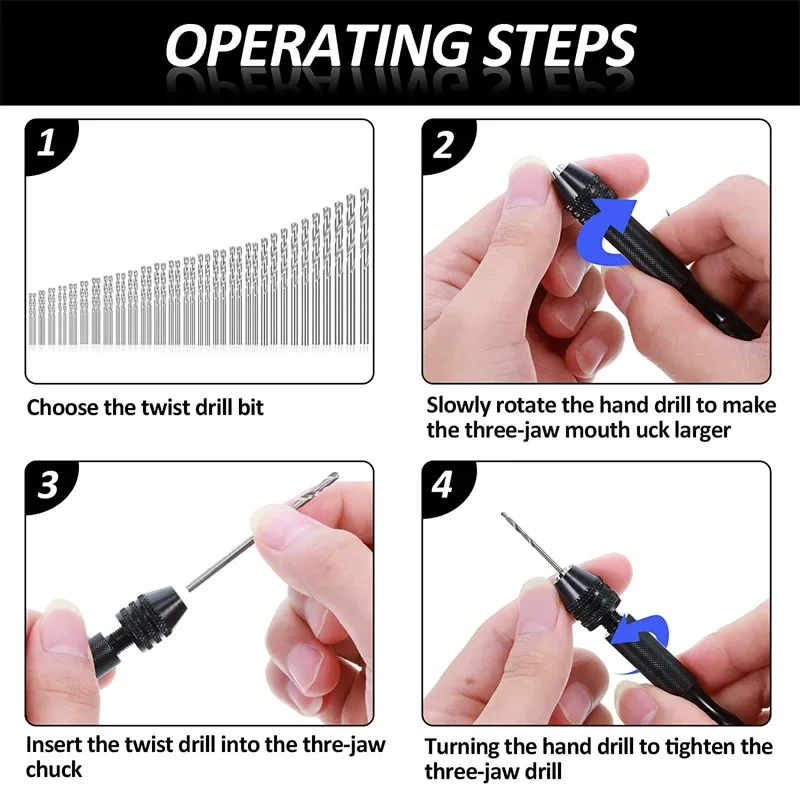 Mini Micro Woodworking Tools Drilling Rotary Manual Twist Drill Bit Aluminum Alloy Hand Drill for Jewelry Tools Drill Bit Sets