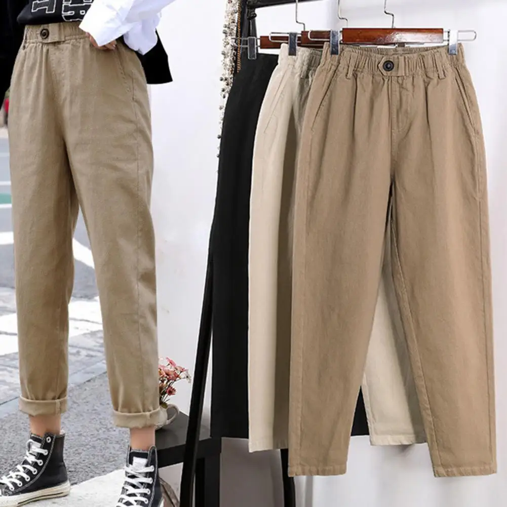 

Casual Women Trousers 3 Colors Women Pants Keep Warm Skin-friendly Cropped Trousers Non-shrink