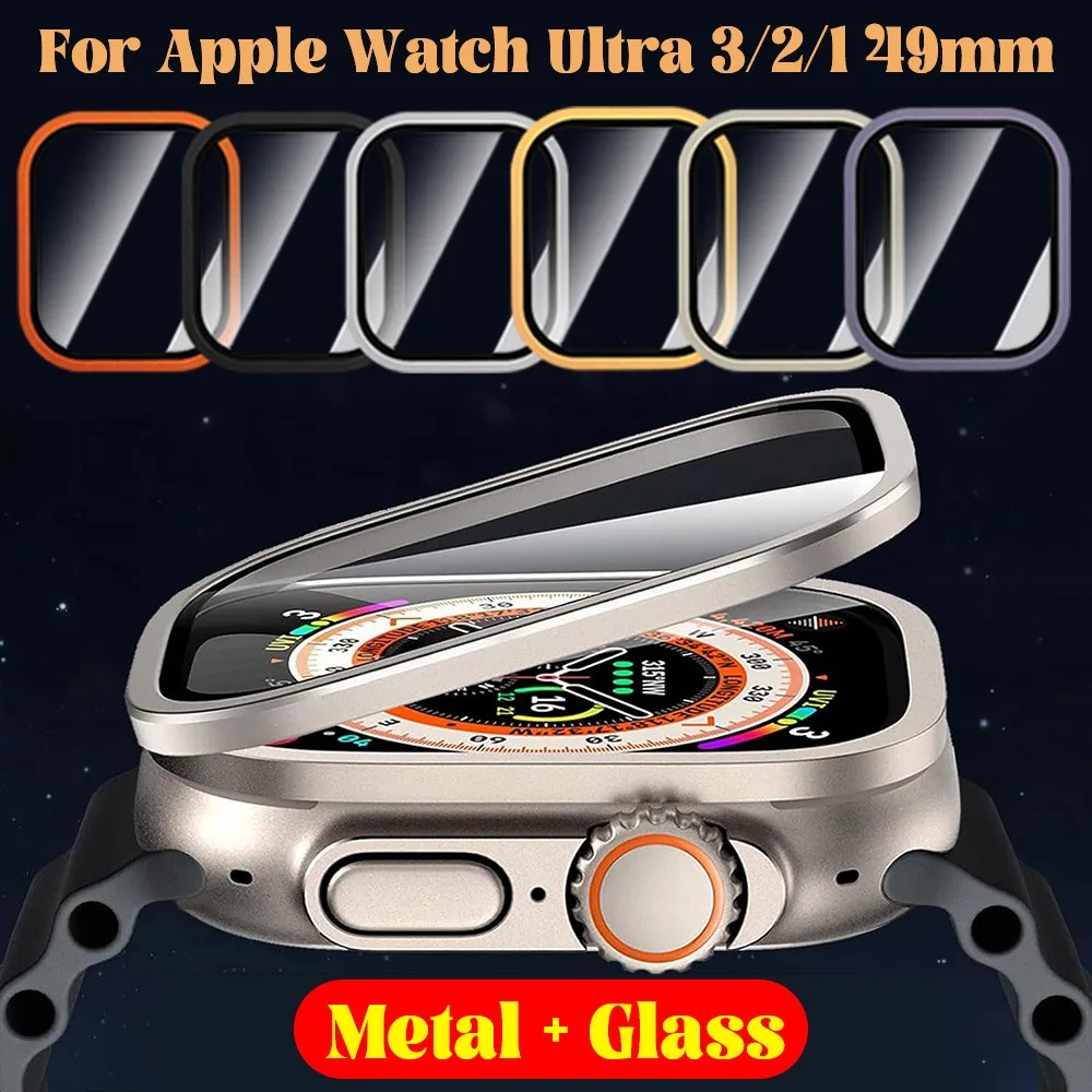 Premium Tempered Glass Screen Protector with Titanium Frame for Apple Watch Ultra 49mm - Anti-Scratch Film