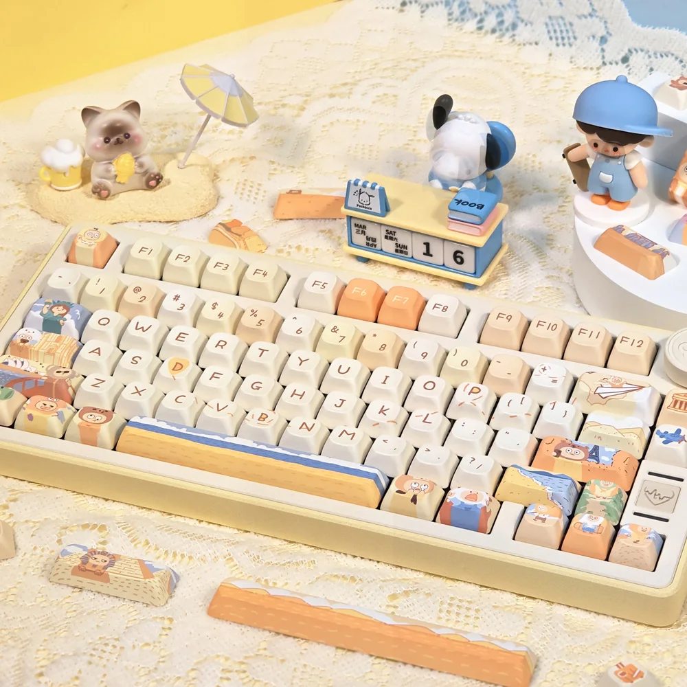 

150 Keys Travel Around The World Theme Keycaps DMA Profile Key Cap PBT Dye Sublimation Cartoon Mechanical Keyboard Keycaps