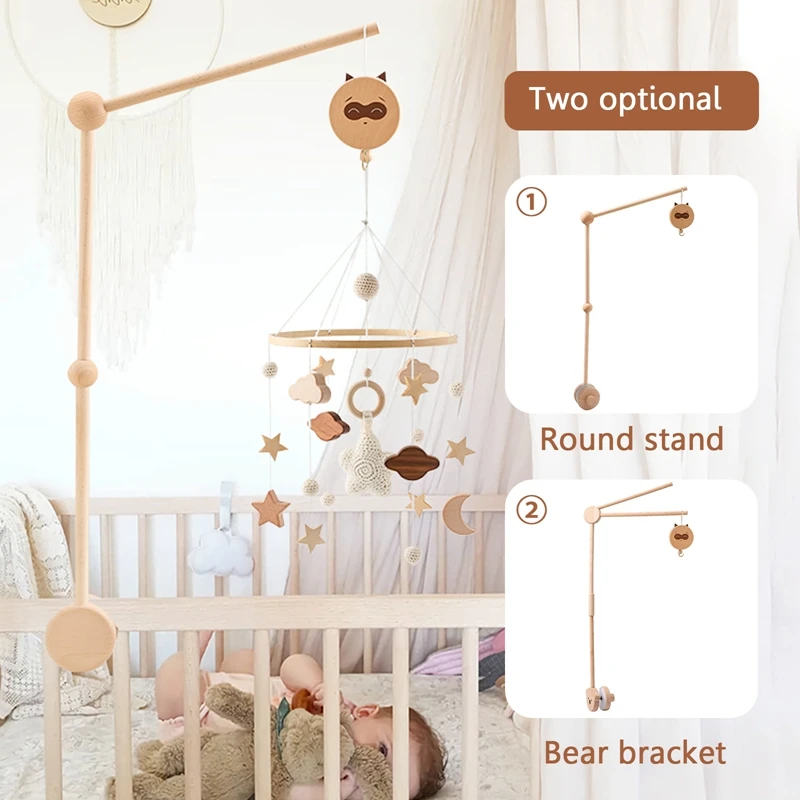Baby Wooden Bed Bell Bracket Mobile Hanging Rattles Bracket Toys