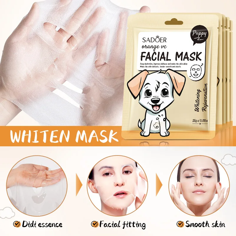 5pcs SADOER Cartoon Fresh Fruit Facial Masks Moisturizing Soothing Brightening Hydrating Face Mask for Facial Skin Care