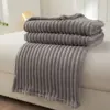 New milk velvet widened striped blanket (single layer double sided) air conditioning blanket multifunctional cover blanket 1