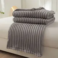 New milk velvet widened striped blanket (single layer double sided) air conditioning blanket multifunctional cover blanket 1