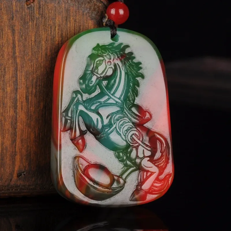 

Gobi Colorful Jade Zodiac Horse Pendant for Men and Women Lucky BMW Pegasus Pendant