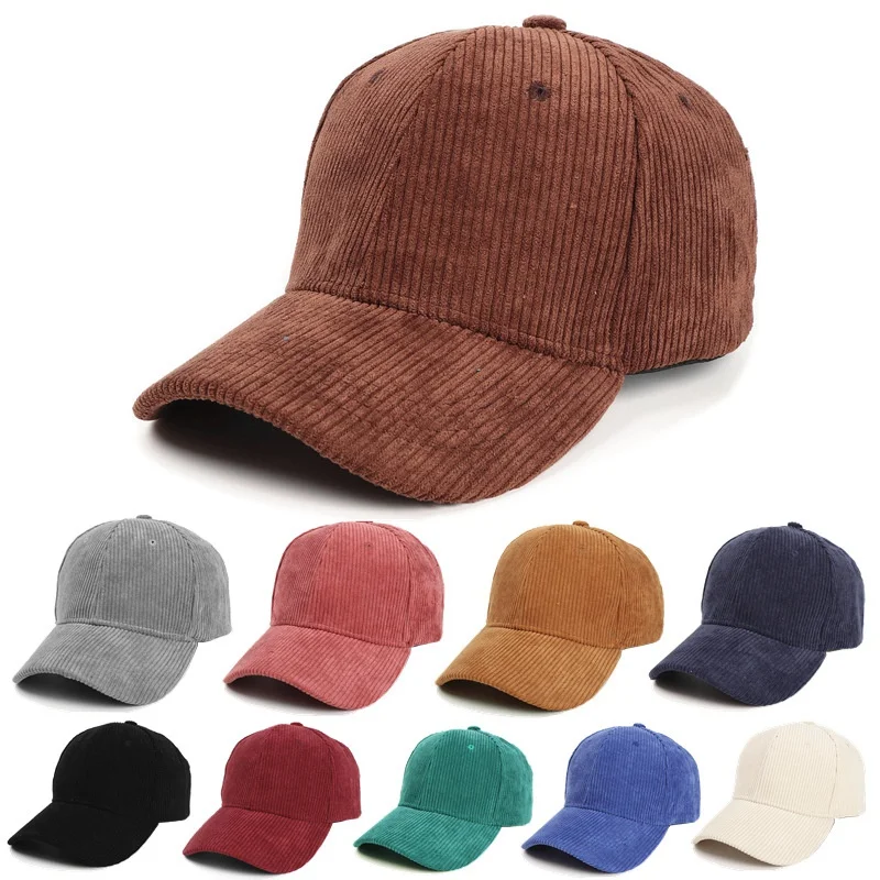 

Corduroy Solid Color Adjustable Sun Protection Baseball Cap Shade Spring Autumn Korean Version Unisex Snapback Dad Hat
