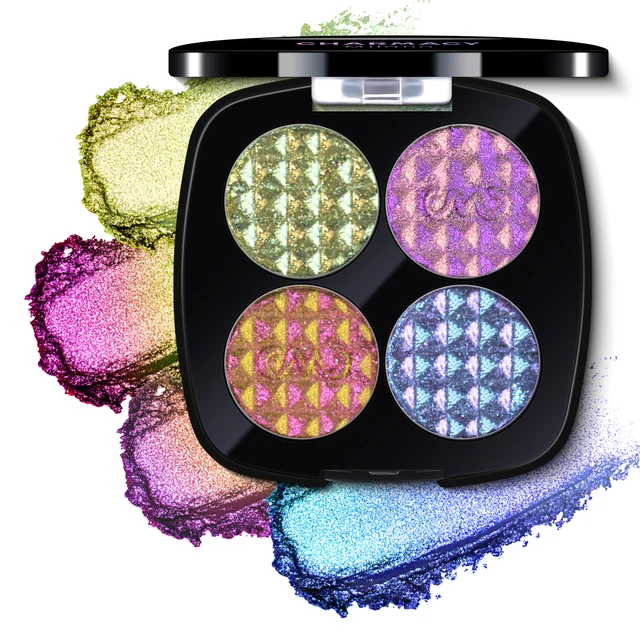 CHARMACY 4-Farben Duochrome Lidschatten-Palette Vegan Shimmer Multichrome Langlebiges Lidschatten-Kosmetik-Make-up für Frauen