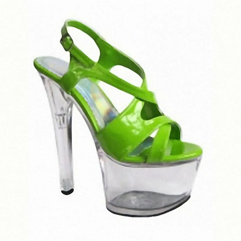 

15cm high heels Ultra slim with thick bottom crystal sandals Pictures show the shoes wholesale fashion women's dance shoes