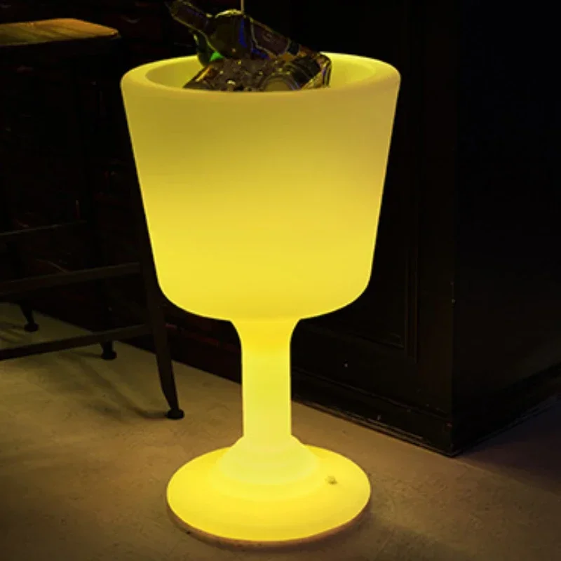 Bar LED Luminous Ice KTV Advanced Light Luxury Double Layer Plastic Beer Champagne Red Wine Ice Bucket Yuanbao Bucket