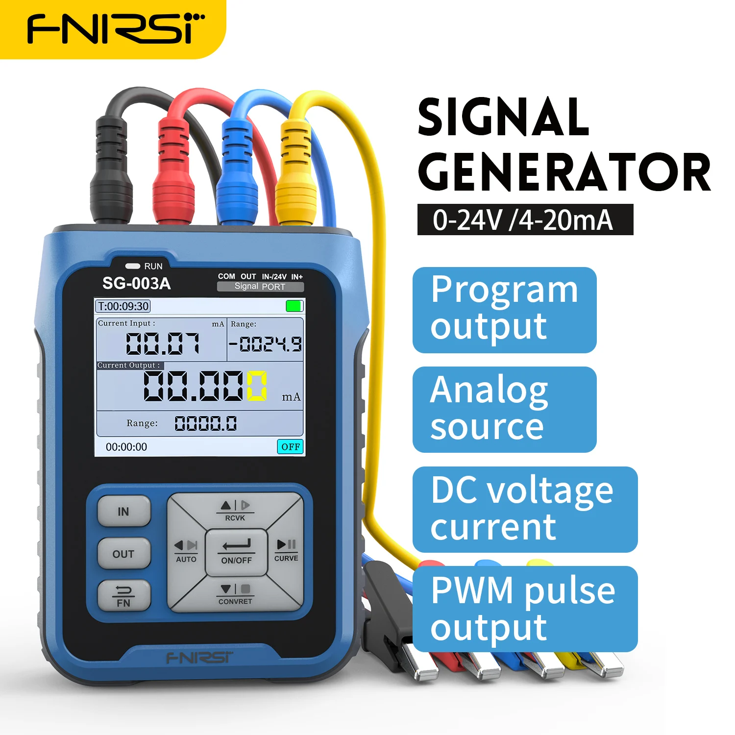 

FNIRSI SG-003A Signal Generators 0-10V 4-20mA Adjustable Current Voltage Simulator PWM Pulse Output TFT Full-color LCD Display