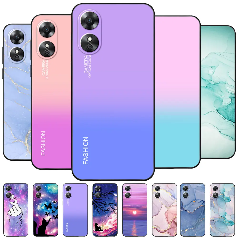 Custodia Per Oppo A17 4G Coque Oppo A17 Tpu Custodia Morbida In Silicone Moda Per Oppo A 17 A17 Copertura Antiurto Capa Marble Bumper