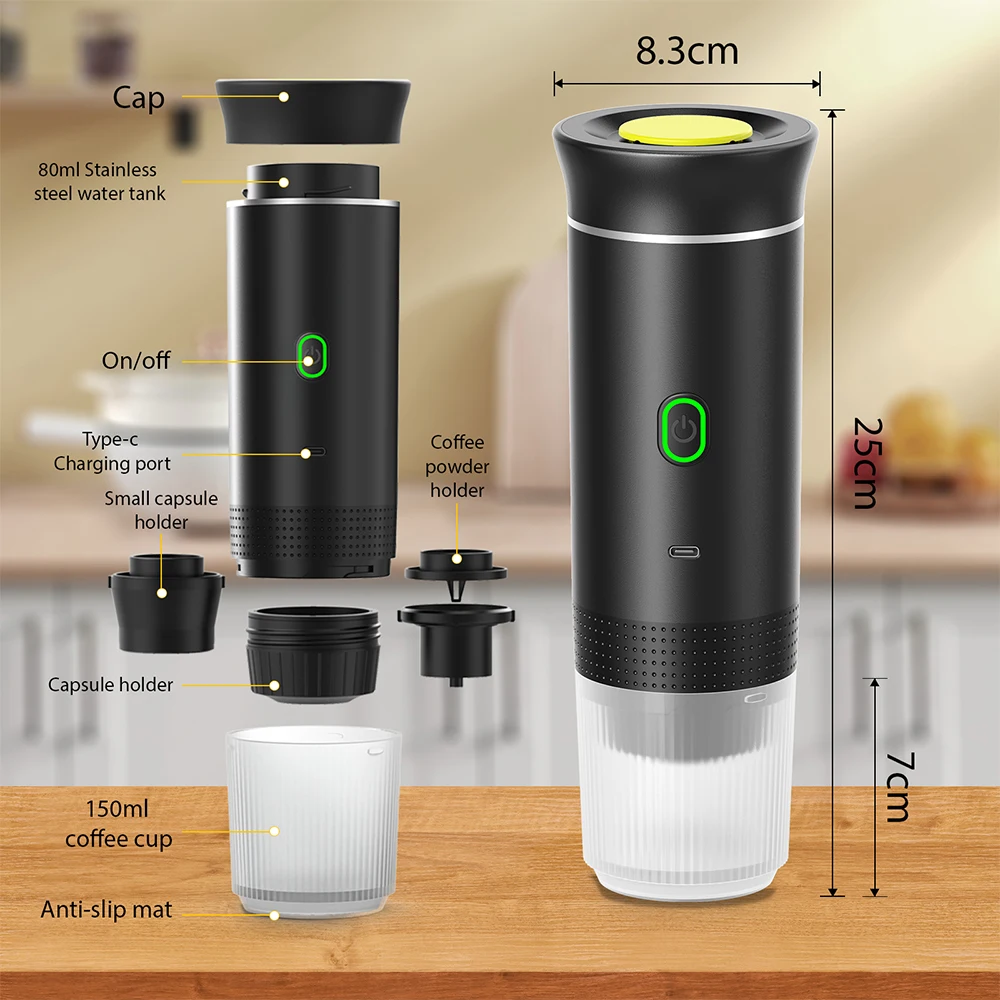 Electric Coffee Machine Travel Handy 3 In1 Espresso Portable Coffee Espresso Mak