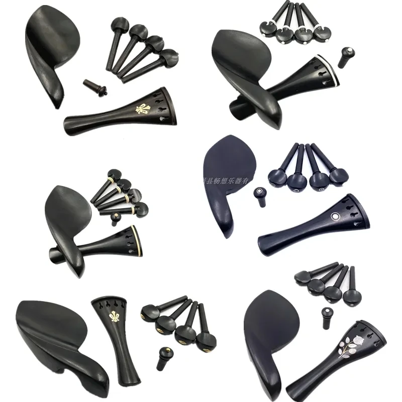 

1 Set High Quality Violin Accessories Parts Full Size Violin Chinrest Pegs Tailpiece Endpin 4/4