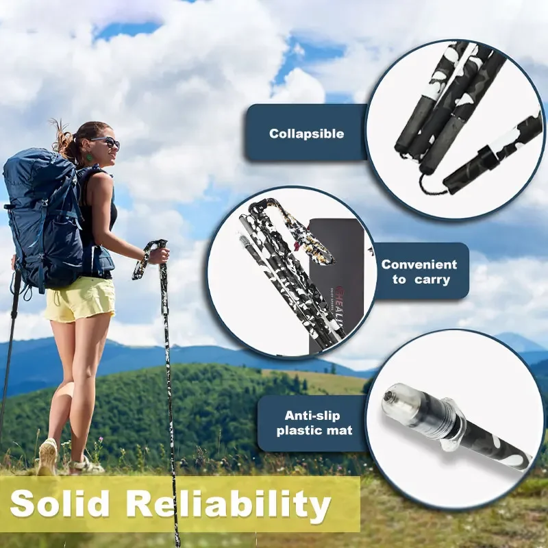 5-Sections Folding Hiking Poles Carbon Fiber Telescopic Poles Lightweight Portable Trekking Walking Sticks Carbon