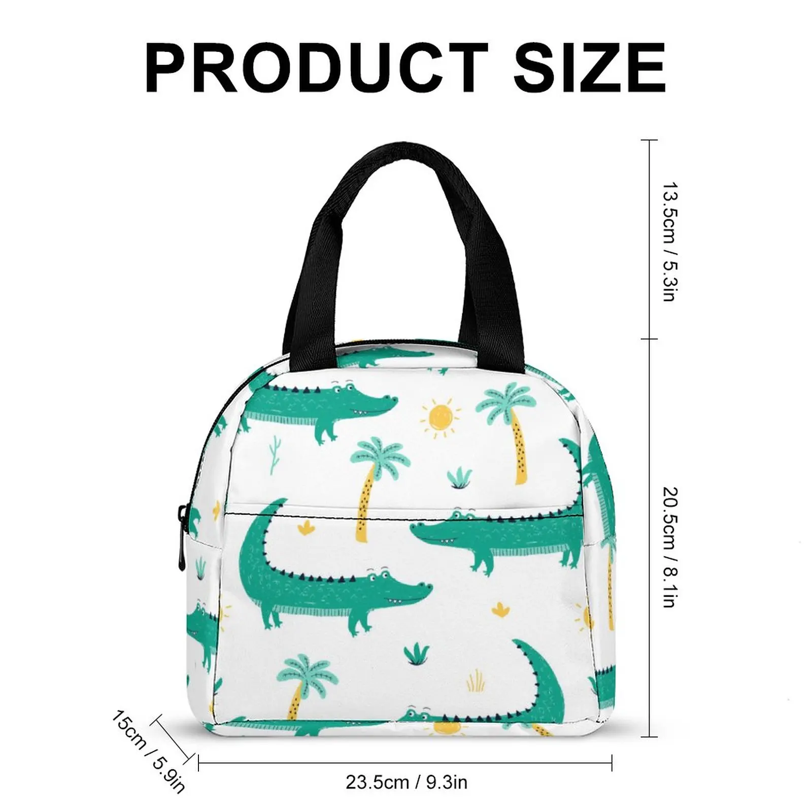 Custom Pattern Tote Lunch Bags for Women Cartoon Dinosaur Print Portable Meal Bag Picnic Travel Breakfast Box Office Work School