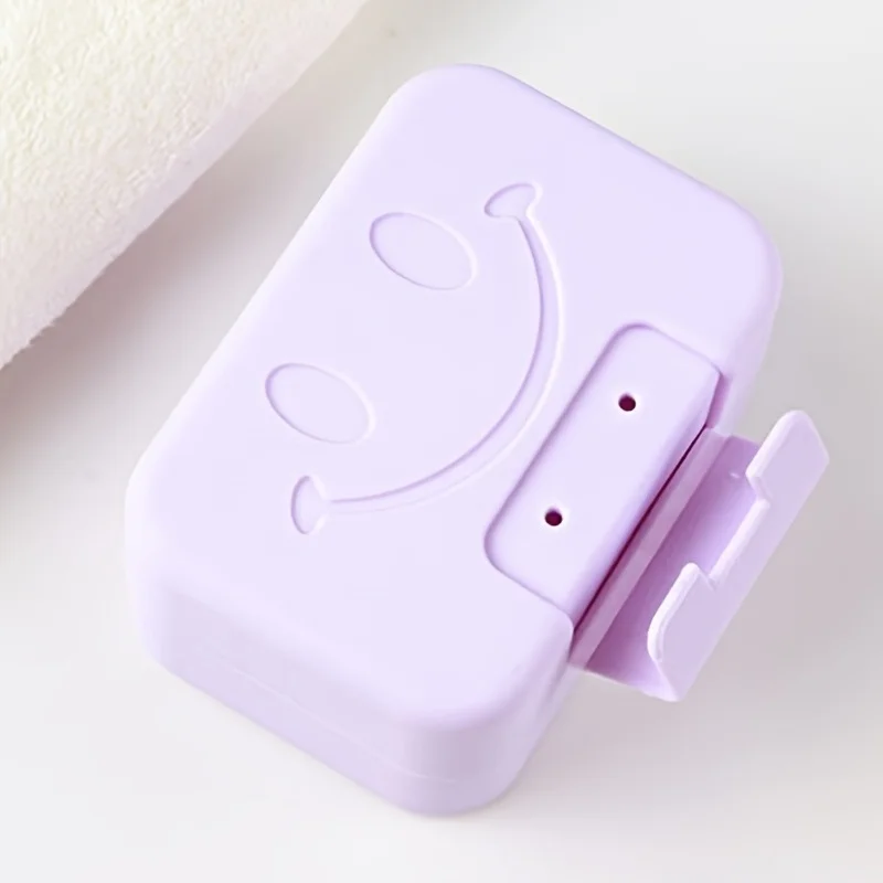 1pc Soap Dish Non-punch Household Cute Soap Dish with Lid,  Expression Detail Soap Dish Container for Home Bathroom Travel