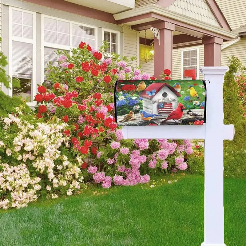 Mailbox Covers Flower Bird Butterfly Magnetic Mailbox Wraps Waterproof Summer Beach Post Letter Box Cover Garden Yard Decor