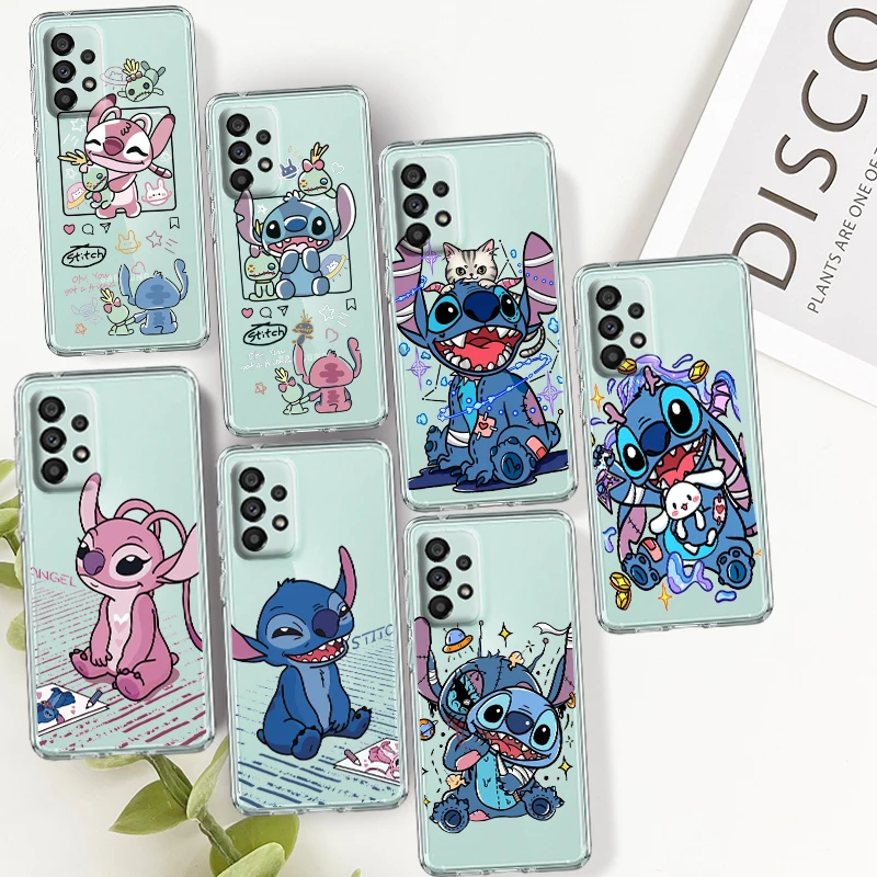 

Stitch Lilo Angel Pink For Samsung A14 A54 A34 A73 A53 A33 A23 A13 A32 A72 A52 A32 A22 A03 Silicone Transparent Phone Case Cover