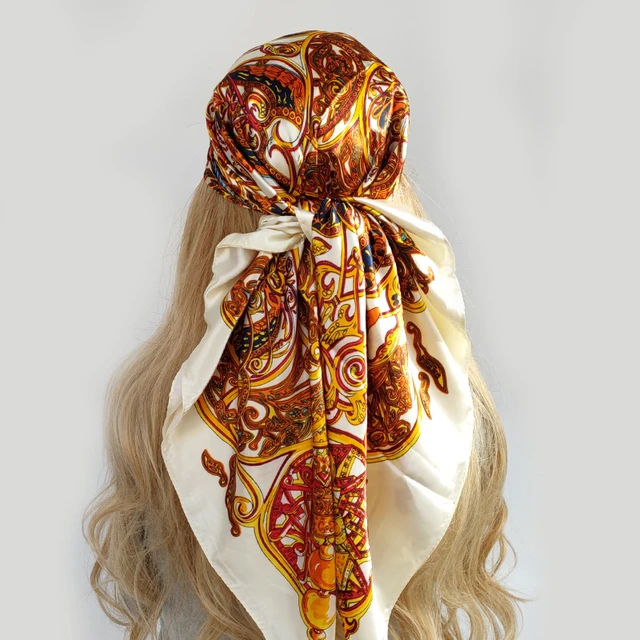 Luxury Print Silk Square Scarf Women Spring Neck Tie Shawl Wraps Female  90cm Hair Hand Wrist Headkercheif Hijab Bandana 2023 - AliExpress