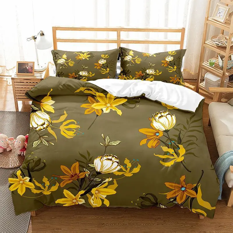 

Цветочный комплект пододеяльника с цветочным рисунком, размеры Queen для детей и взрослых, украшение для спальни, одеяло, пододеяльник с наволочками