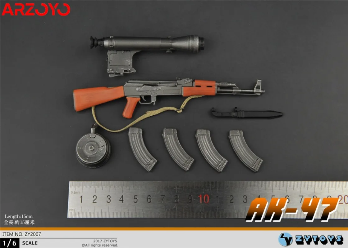 ZYTOYS ZY2008 1/6 AK47 AKS47 Rifle Gun Model Plastic Scene