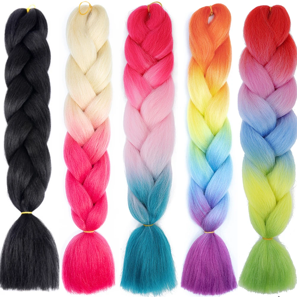 Synthetic Braiding Hair Ombre Braiding Hair Packs Jumbo Braid Hair For Women Wholesale DIY Hairstyle Blue Grey