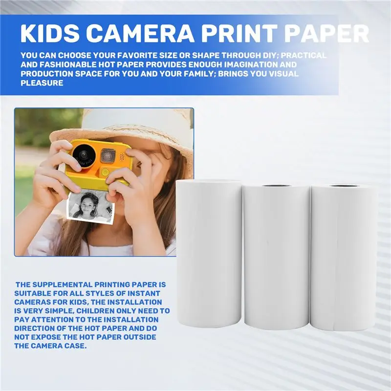 A46M-어린이용 카메라 인화지, 12롤 57X30mm 사진 인화지 열전사 인화지 즉석 인화 카메라 리필지