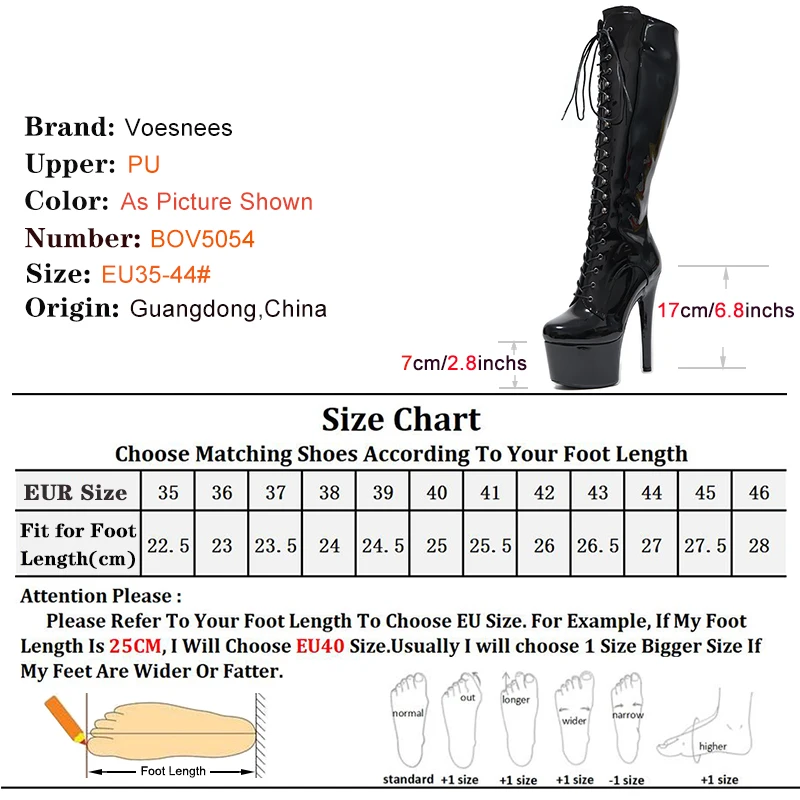 Platform Women Boots 17CM/7Inch Spring/Autumn Shoes Waterproof Patent Leather Knee-High Boots Roman ZIP Front Tether High Boots