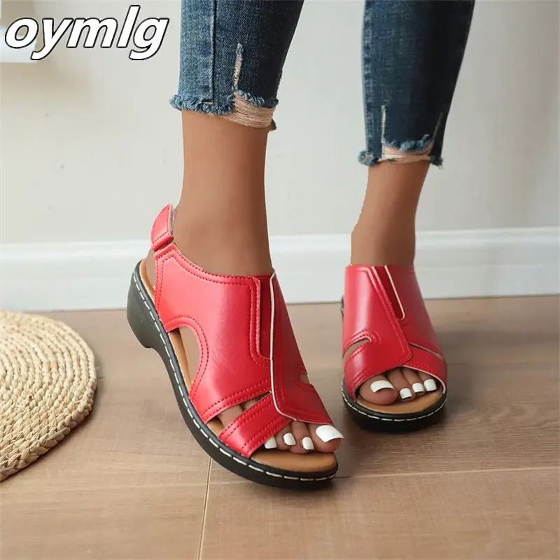 

2022 summer new sandals women's stitching hollow thick sole with large open toe casual sandals women