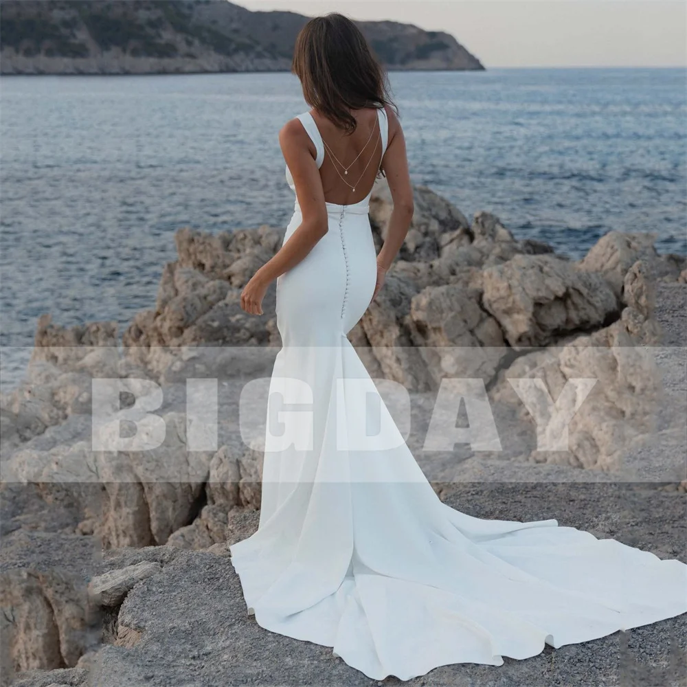 Classic Mermaid Wedding Dress 2025 O-Neck Sleeveless Open Back Spaghetti Straps Bridal Gown Train Vestido De Noiva Customized 9 S5e9c8858bcf54e4a81514cc02d7997dfL
