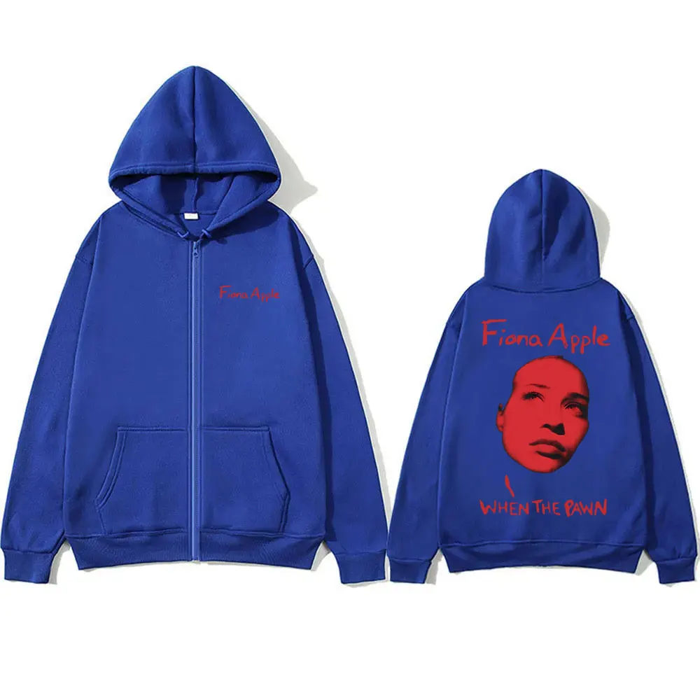 Singer Fiona Apple Print Zipper Hoodie Men Women Fashion Rock Zip Up Jacket Male Vintage Oversized Hoodies Unisex Gift for Fans