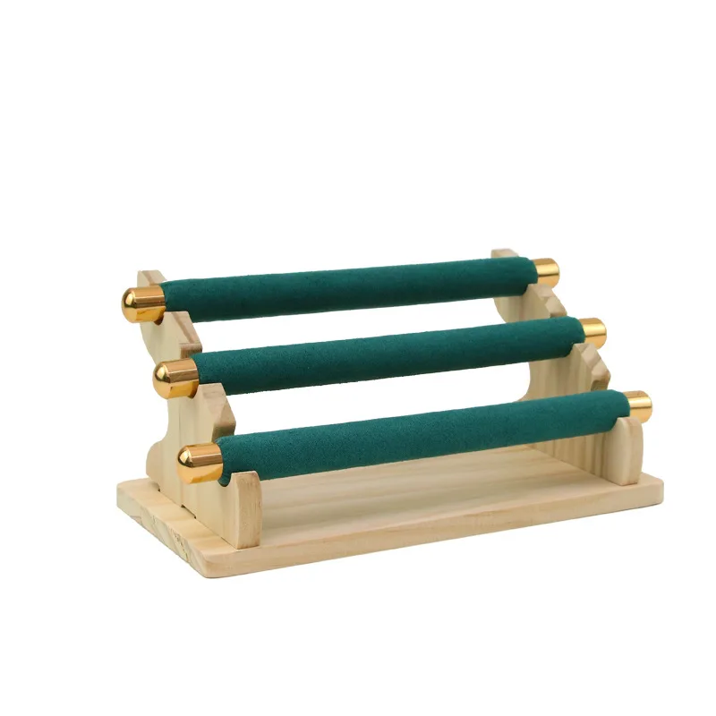 3-Tier Wooden Jewelry Display Stand Ring Holder, T-Bar Jewelry Showcase Display Stand and Organizer