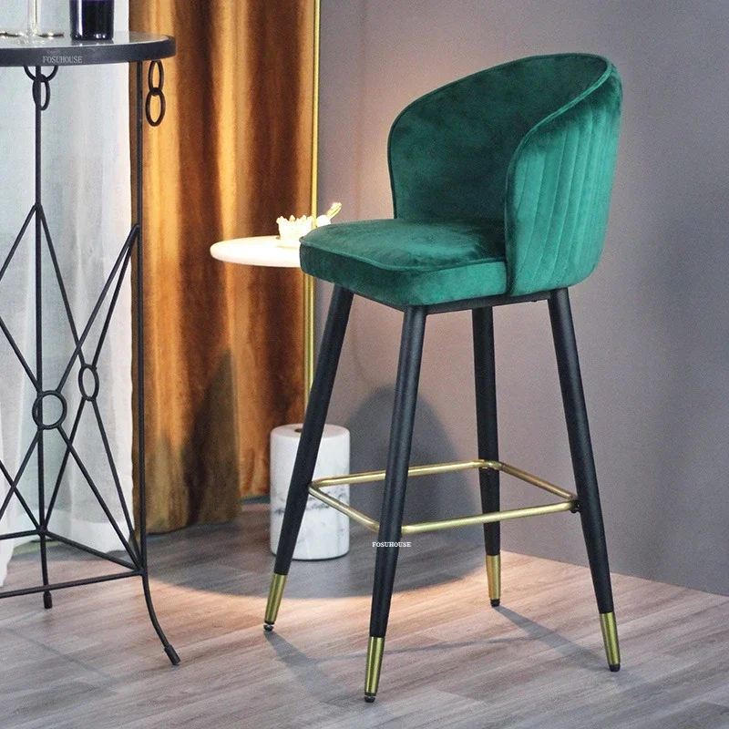 Light Luxury Commercial Bar Chairs Home Kitchen High Stools Nordic Back Chair Modern Simple Front Desk Bar Stool Furniture Q