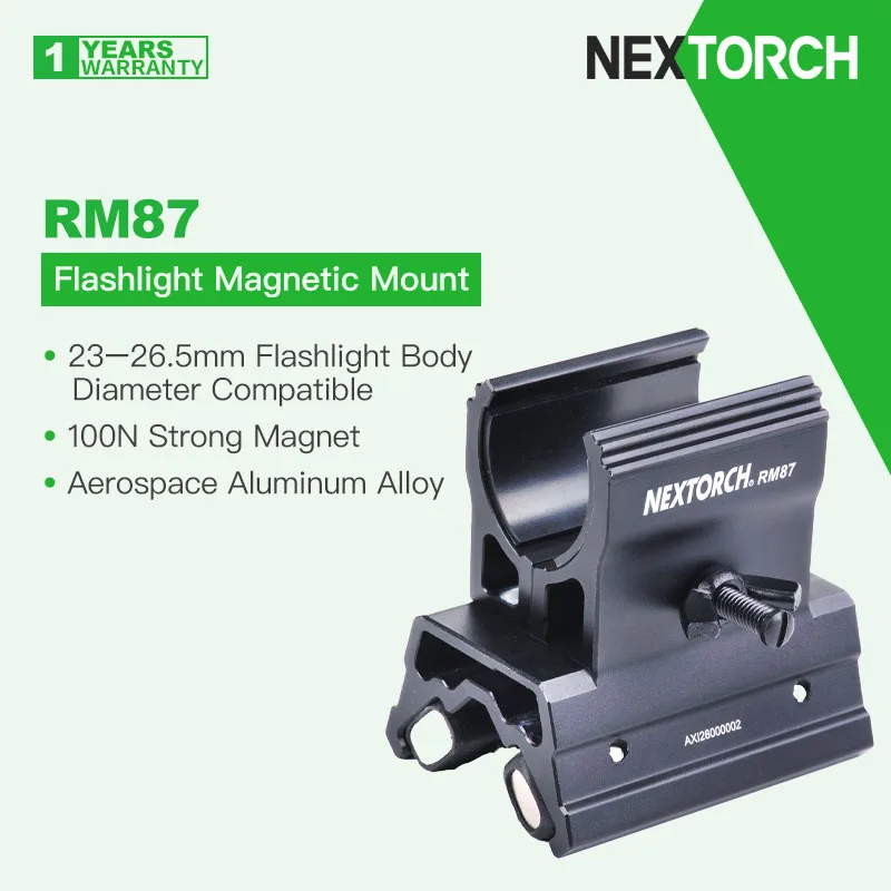Supporto Magnetico Nextorch Rm87 Per Torcia Elettrica, Compatibile Con Diametro Del Corpo Della Torcia Da 23-26.5Mm, Magne Forte 100N, Lega Di Allumin