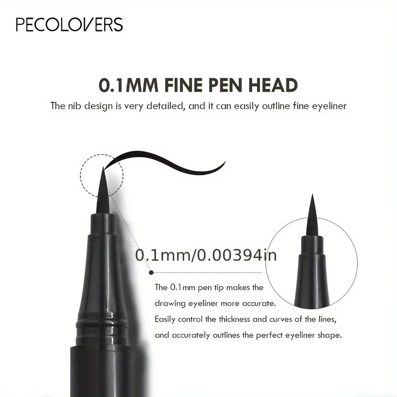 PECOLOVERS Precision Tip Liquid Eyeliner - Smudge-Proof & Long-Lasting Waterproof Formula for Professional Eye Makeup 2