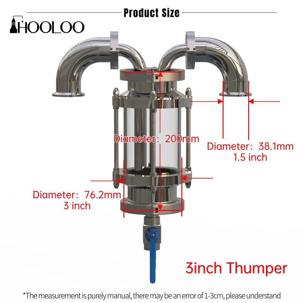 Stainless Steel Distiller HOOLOO 3&rdquo; 4&rdquo; Home Distiller Thumper Accessory Moonshine Still 304 Stainless Steel Suitable For Rum