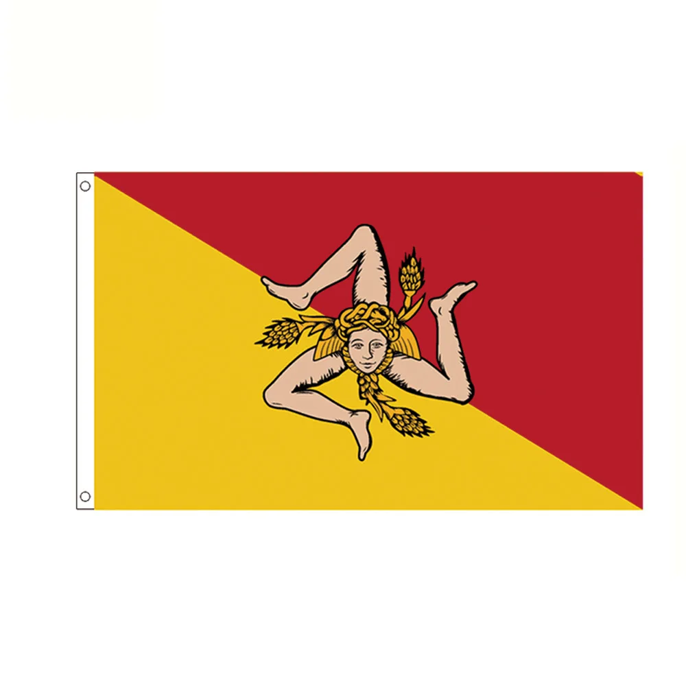 

Sicily Flag 3 x 5ft Polyester Banner Flying 90x150cm Sicilian Flags and Banners Italy Trinacria Symbol Sicily Flag Decoration