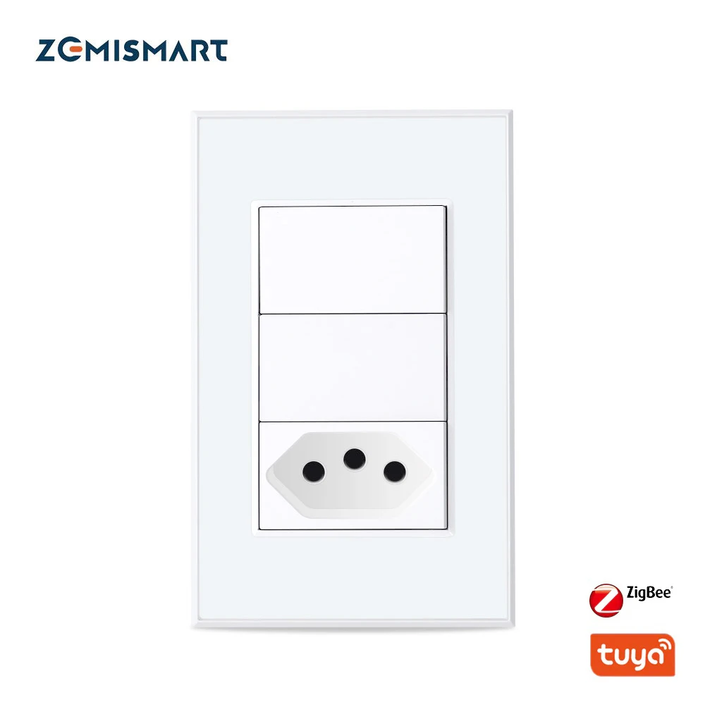 Zemismart Tuya Zigbee Presa Smart Brasile Con Interruttore A Due Luci Interruttore Presa A Muro Brasiliano Alexa Google Home Work Con Homekit