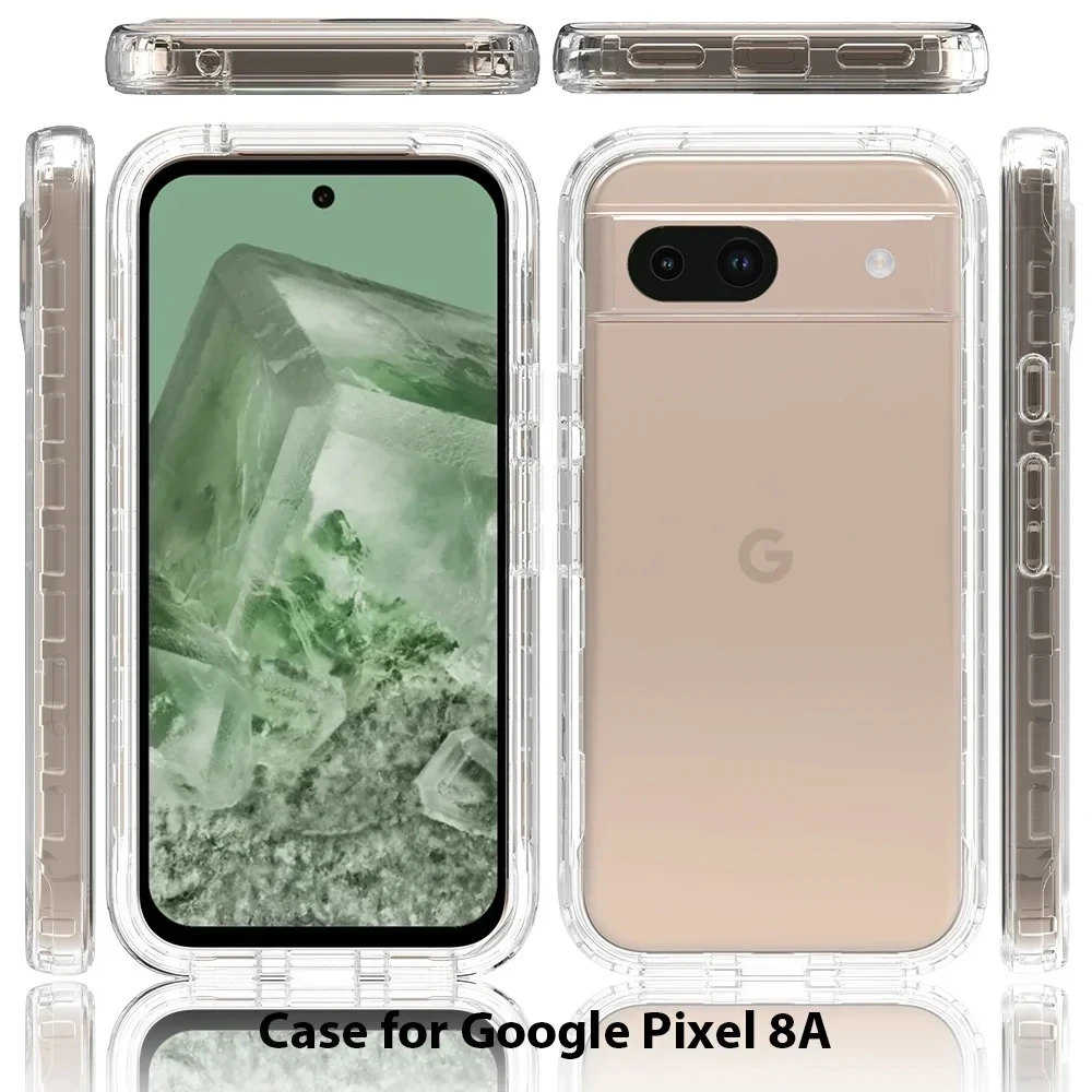 Rugged Armor Shockproof Transparent Phone Case with Hard Plastic Bumper