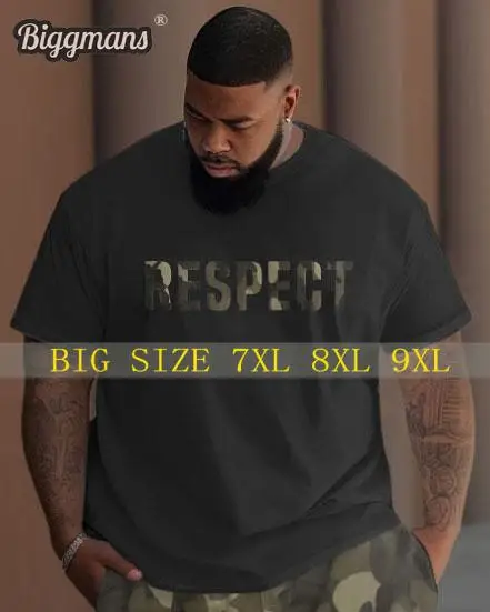 

Biggmans L-9XL for Men's Large Respect Camouflage Street Hip-Hop Casual T-shirt Top