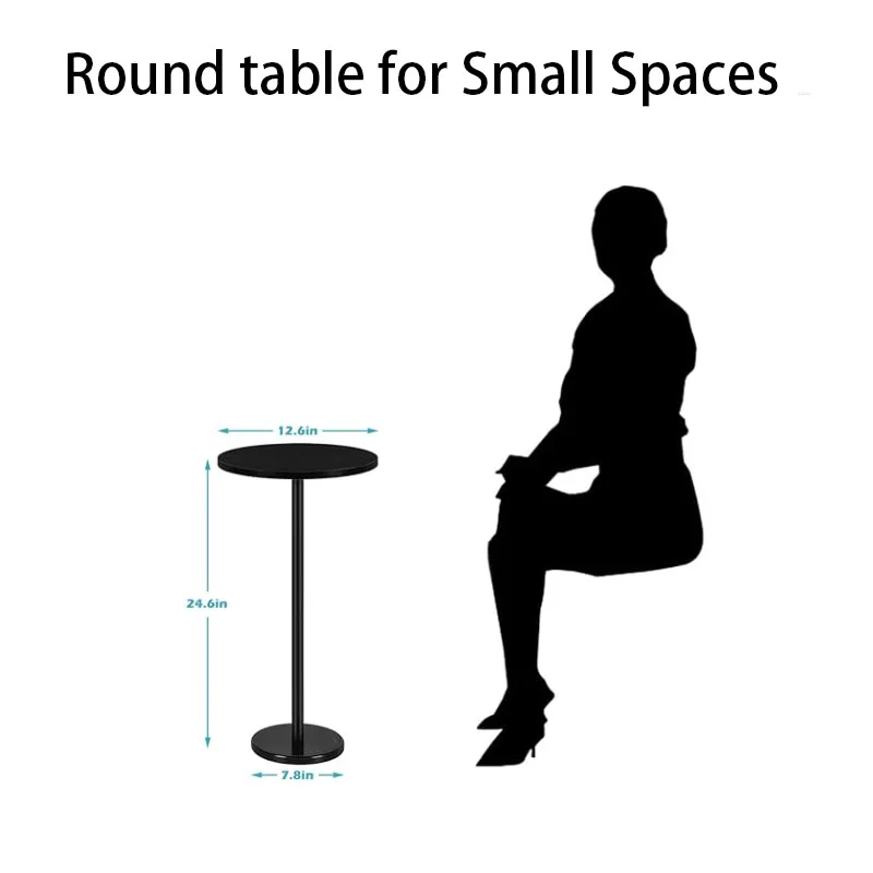 Black Drink Tables for Small Spaces Pedestal Side Table with Marble Base Small Round Side Table Black Coffee for Sofa