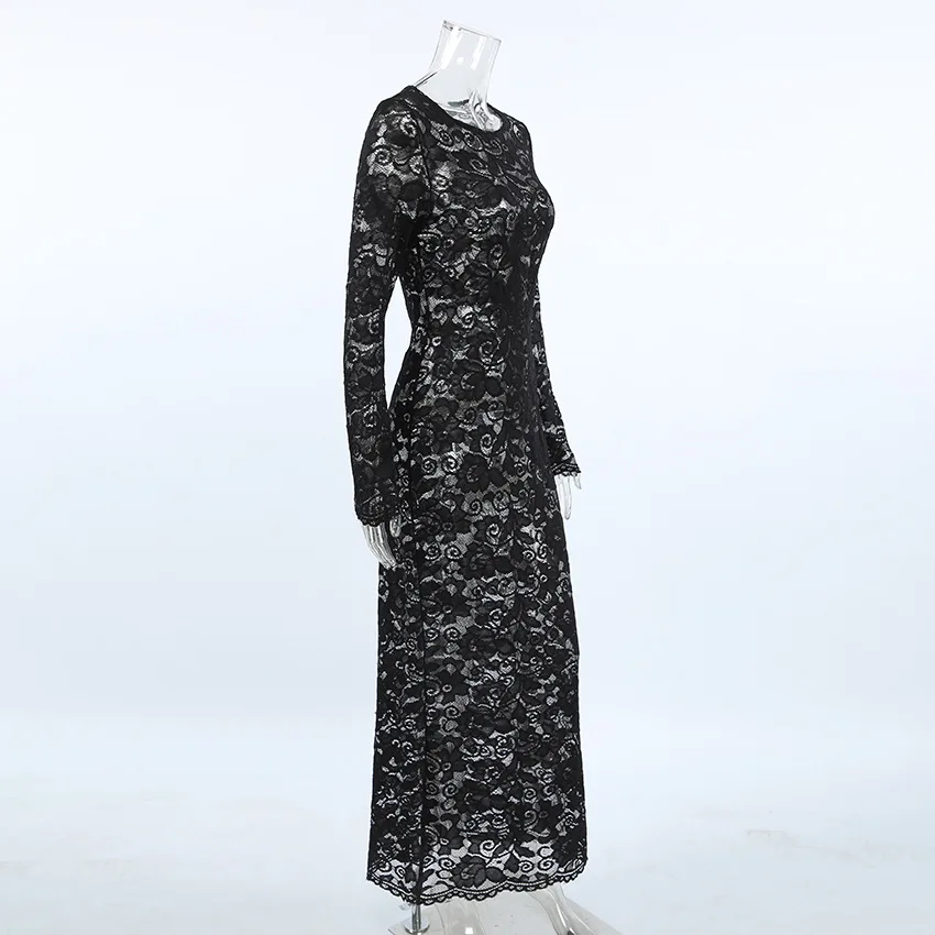 BKLD Sexy Black Lace Fishtail Dress 2026 Autumn Round Neck Bodycon Long  Dresses Evening Party Clubwear Clothes For Women - AliExpress 200000345