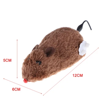Kitten Clockwork Spring Mouse Plush TPR Cat Mechanical Motion Running Rat Toys Pet Supplies Interactive Playing Doll 3