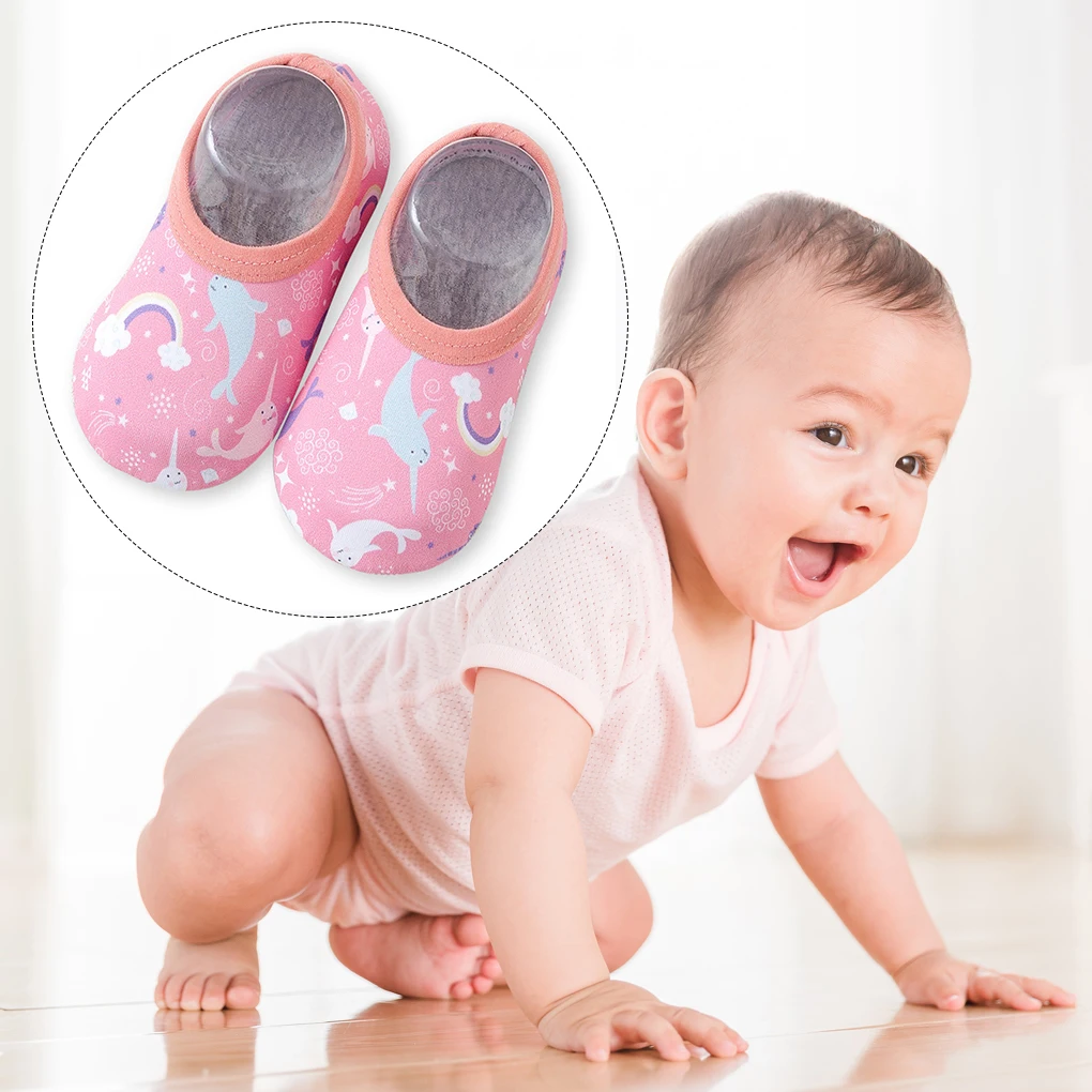 1Pair Baby Non-slip Floor Socks Cartoon Animal Print Shoes Socks For Swimming Surf Toddler Boys And Girls First Walkers Cute 3