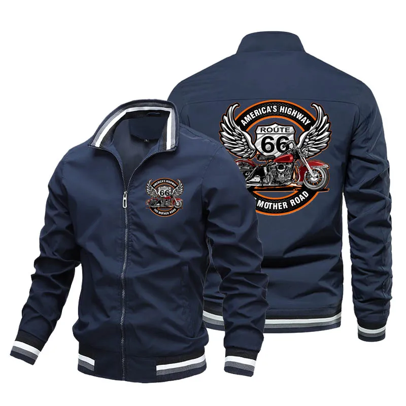 66 Park Road USA Men Spring and Autumn Motorcycle Jacket Outdoor Cycling Sportswear Casual Hip Hop Baseball