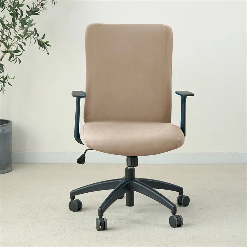 1PC Velvet Computer Office Chair Cover Solid Color Stretch Armchair Slipcover Anti-dirty Rotating Gaming Desk Seat Chair Covers 5