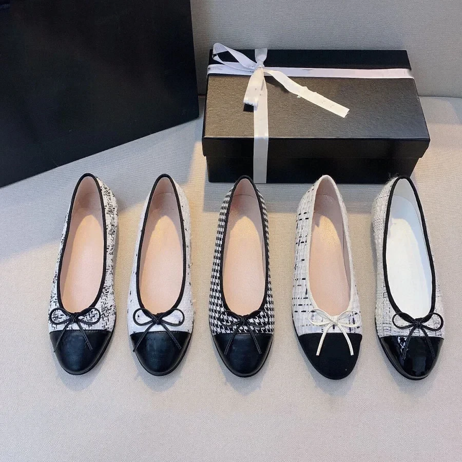 2025 Spring New Round Head Bow Flat Bottom Ballet Single Shoe Shallow Mouth Women's Shoe