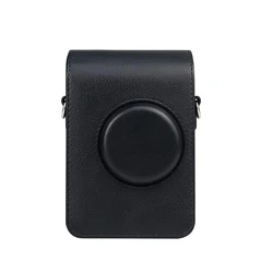 Elegant PU Leather Camera Bag with Soft Silicone Cover and Shoulder Strap (Black Texture)