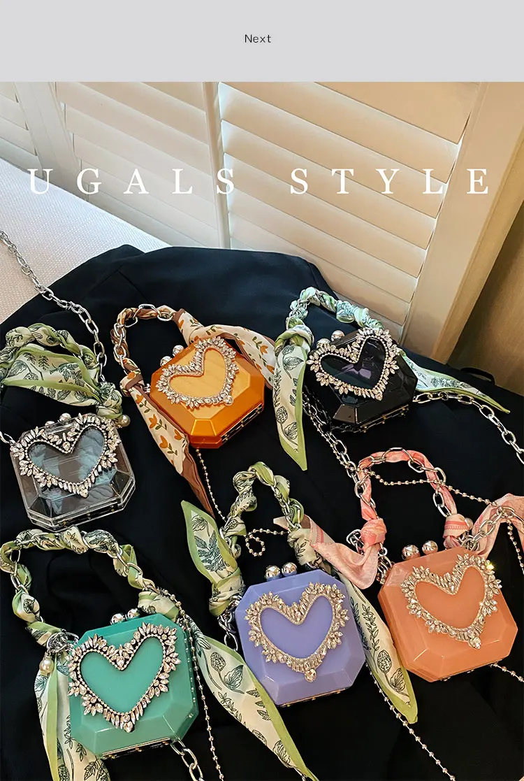 

Transparent Acrylic Box Mini Bag Shiny Rhinestone Evening Bag Wedding Party Clutch Purse Women's Handbag Shoulder Crossbody Bag