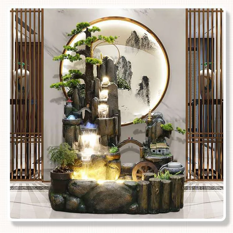 

Chinese style rockery,flowing water,fountain decoration,new courtyard, living room,and financial water curtain wall opening gift